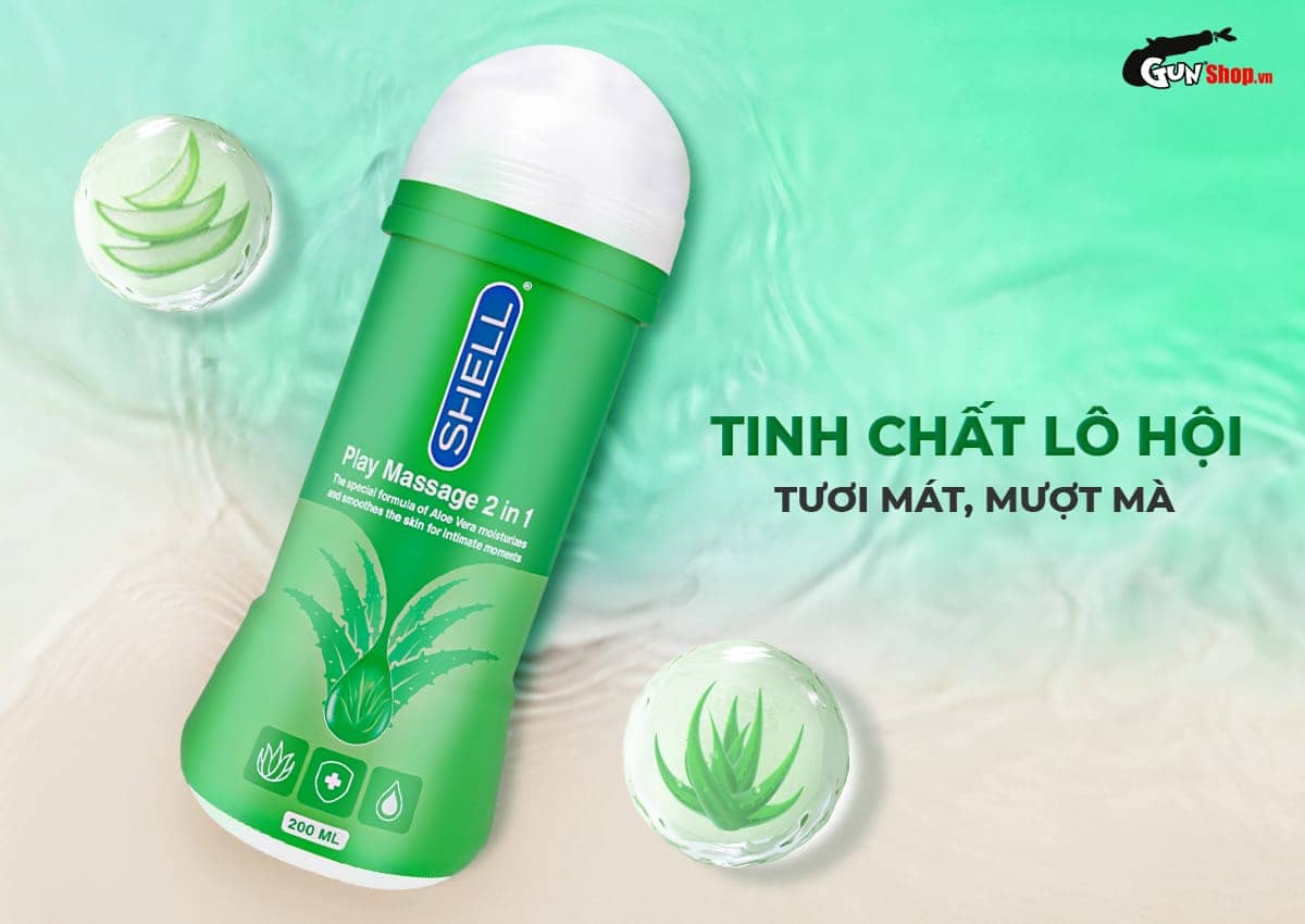 Gel bôi trơn Shell Play 2in1 Aloe Vera 200ml massage dịu nhẹ