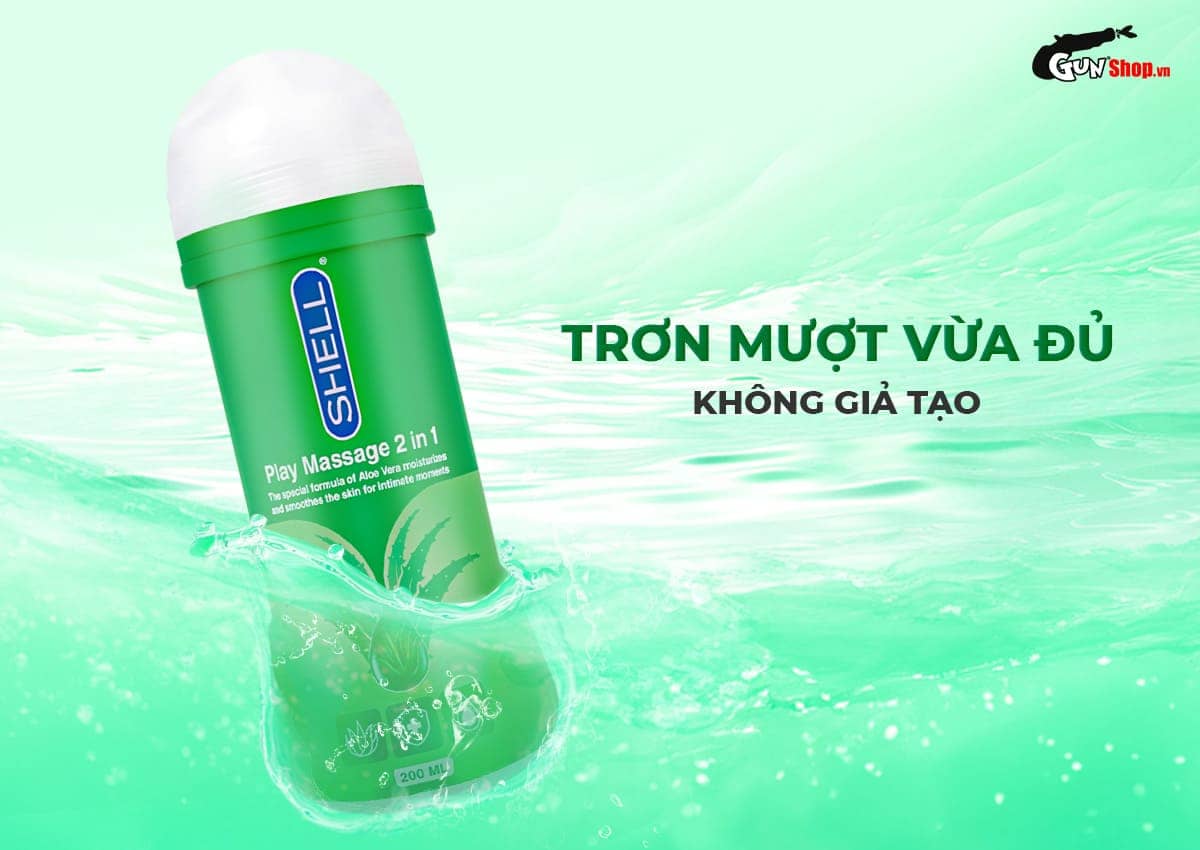 Gel bôi trơn Shell Play 2in1 Aloe Vera 200ml massage dịu nhẹ