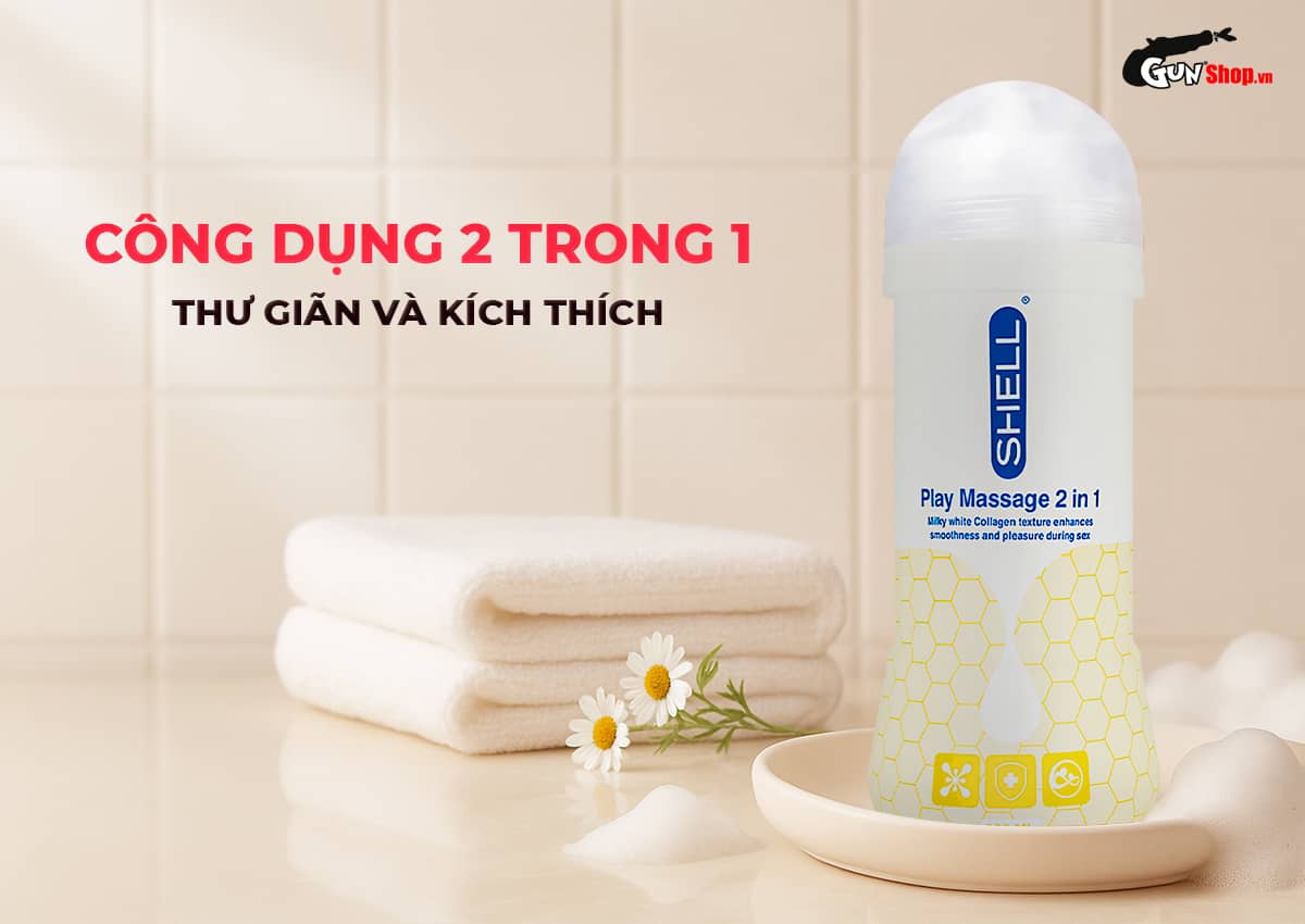  Giá sỉ Gel bôi trơn Shell Play Massage 2 in 1 Collagen - Chai 200ml giá rẻ