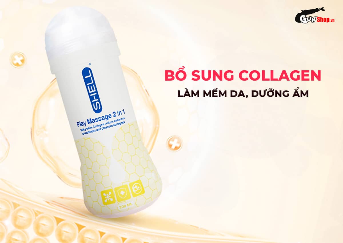  Giá sỉ Gel bôi trơn Shell Play Massage 2 in 1 Collagen - Chai 200ml giá rẻ