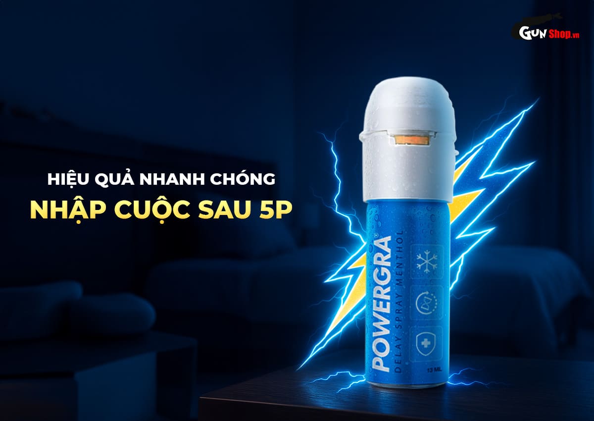 Powergra Delay Spray Menthol 13ml giúp kéo dài thời gian vượt trội Powergra Delay Spray Menthol 13ml giúp kéo dài thời gian vượt trội