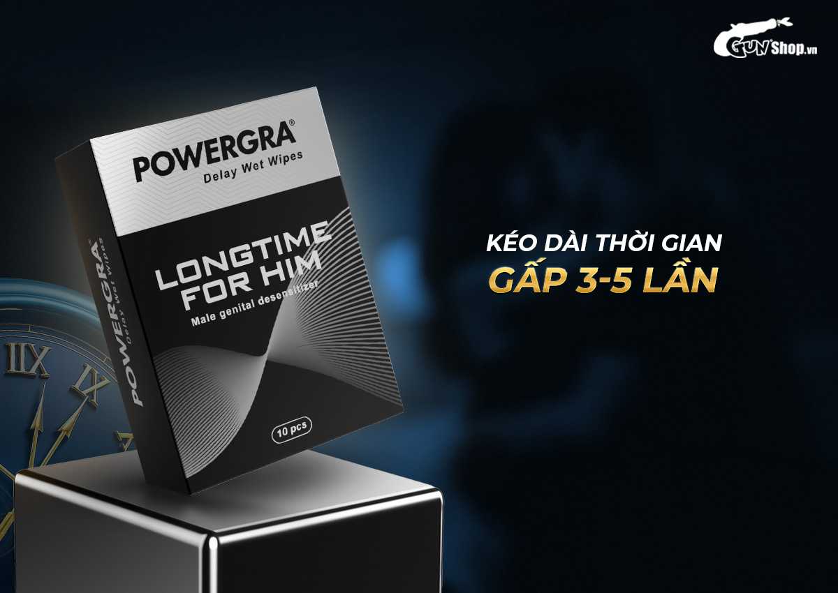Khăn lau Powergra Delay kéo dài thời gian quan hệ hộp 10 cái tiện lợi
