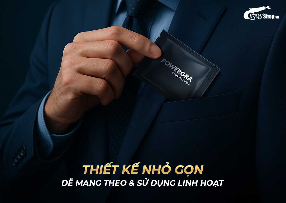 Khăn lau Powergra Delay kéo dài thời gian quan hệ hộp 10 cái tiện lợi