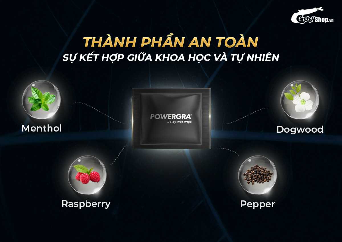 Khăn lau Powergra Delay kéo dài thời gian quan hệ hộp 10 cái tiện lợi