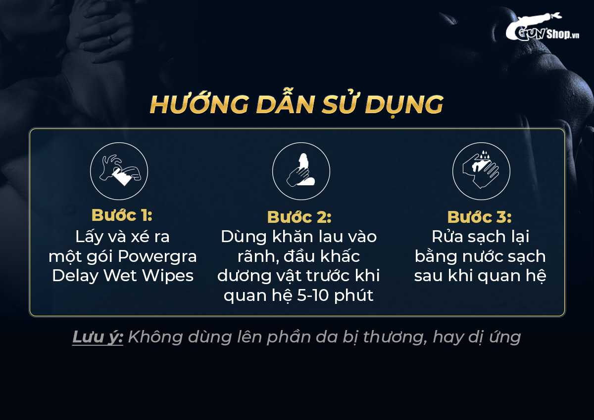 Khăn lau Powergra Delay kéo dài thời gian quan hệ hộp 10 cái tiện lợi