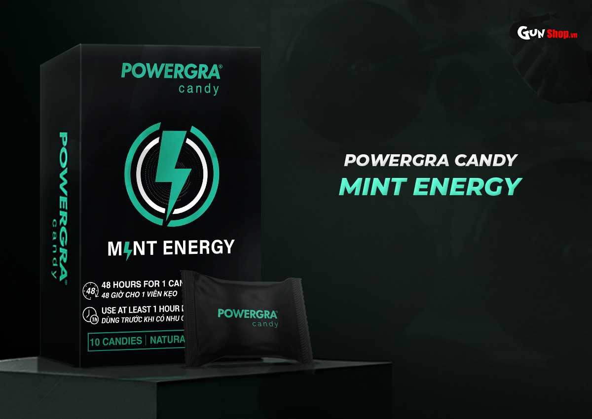  Giá sỉ Kẹo bạc hà Powergra Mint Energy tăng cường sinh lý - Hộp 10 viên chính hãng