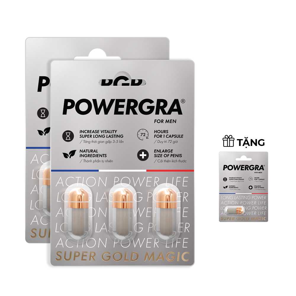 Bộ 2 vỉ viên uống Powergra For Men tăng kích thước kéo dài thời gian 