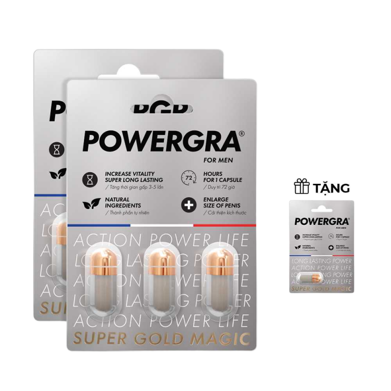  Đánh giá Bộ 2 vỉ 3 viên uống tăng kích thước kéo dài thời gian Powergra For Men  tặng kèm vỉ  chính hãng 