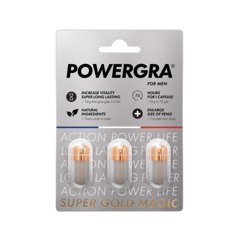  Giá sỉ Viên uống tăng kích thước kéo dài thời gian Powergra For Men  - Vỉ 3 viên giá rẻ 