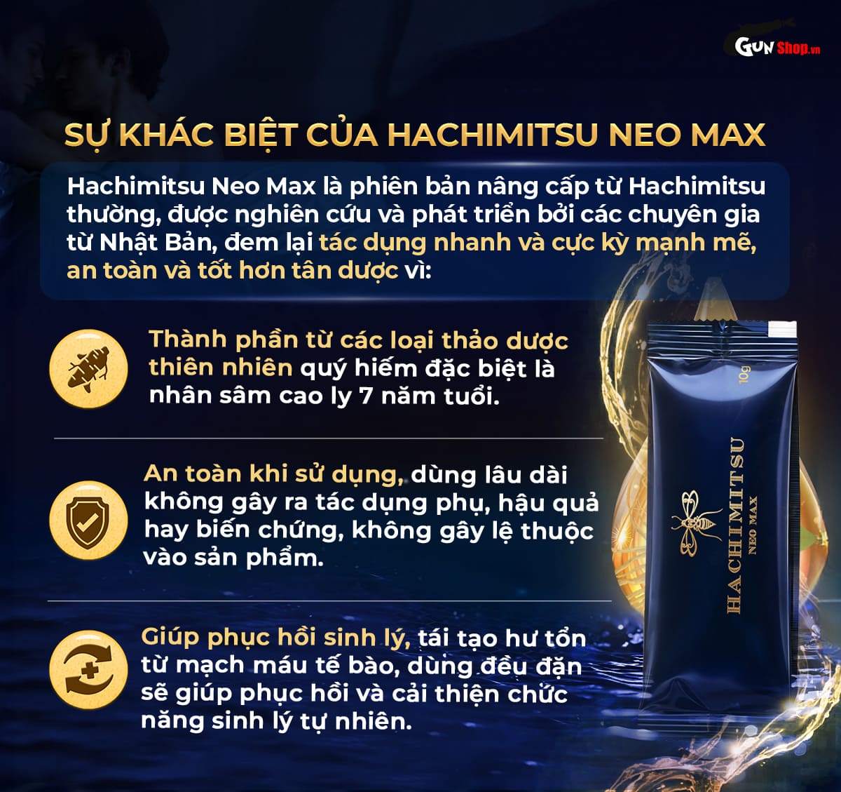 Kho sỉ Tinh chất Hachimitsu Neo Max - Tăng cường sinh lý nam giới - 1 gói cao cấp Kho sỉ Tinh chất Hachimitsu Neo Max - Tăng cường sinh lý nam giới - 1 gói cao cấp