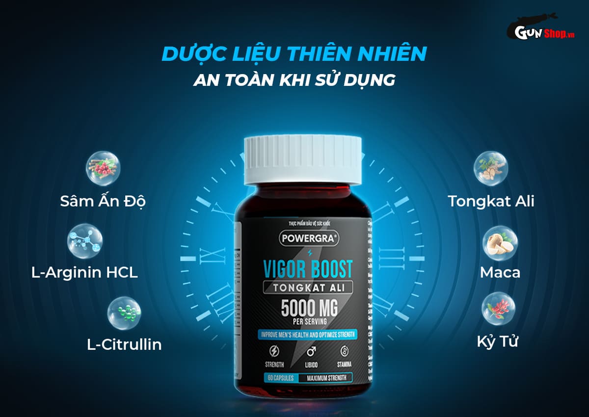 Powergra Vigor Boost TongKat Ali 60 viên tăng cường sinh lý nam mạnh mẽ
