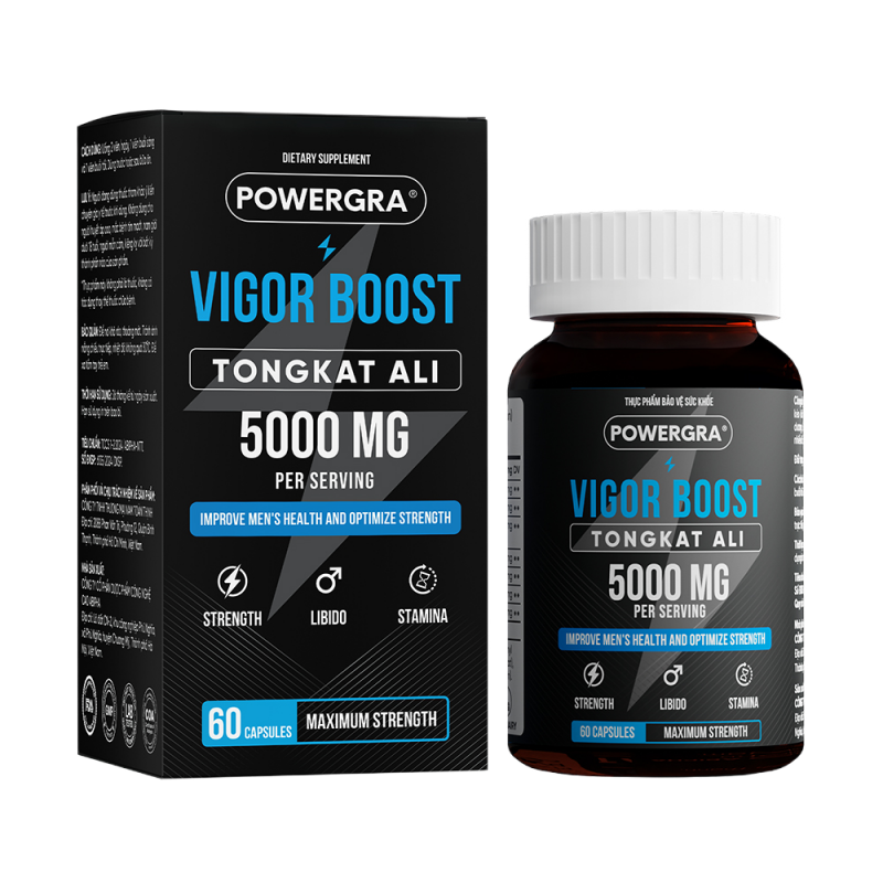  Bán Viên uống phục hồi và tăng cường sinh lý nam giới Powergra Vigor Boost TongKat Ali - Hộp 60 viên  cao cấp 