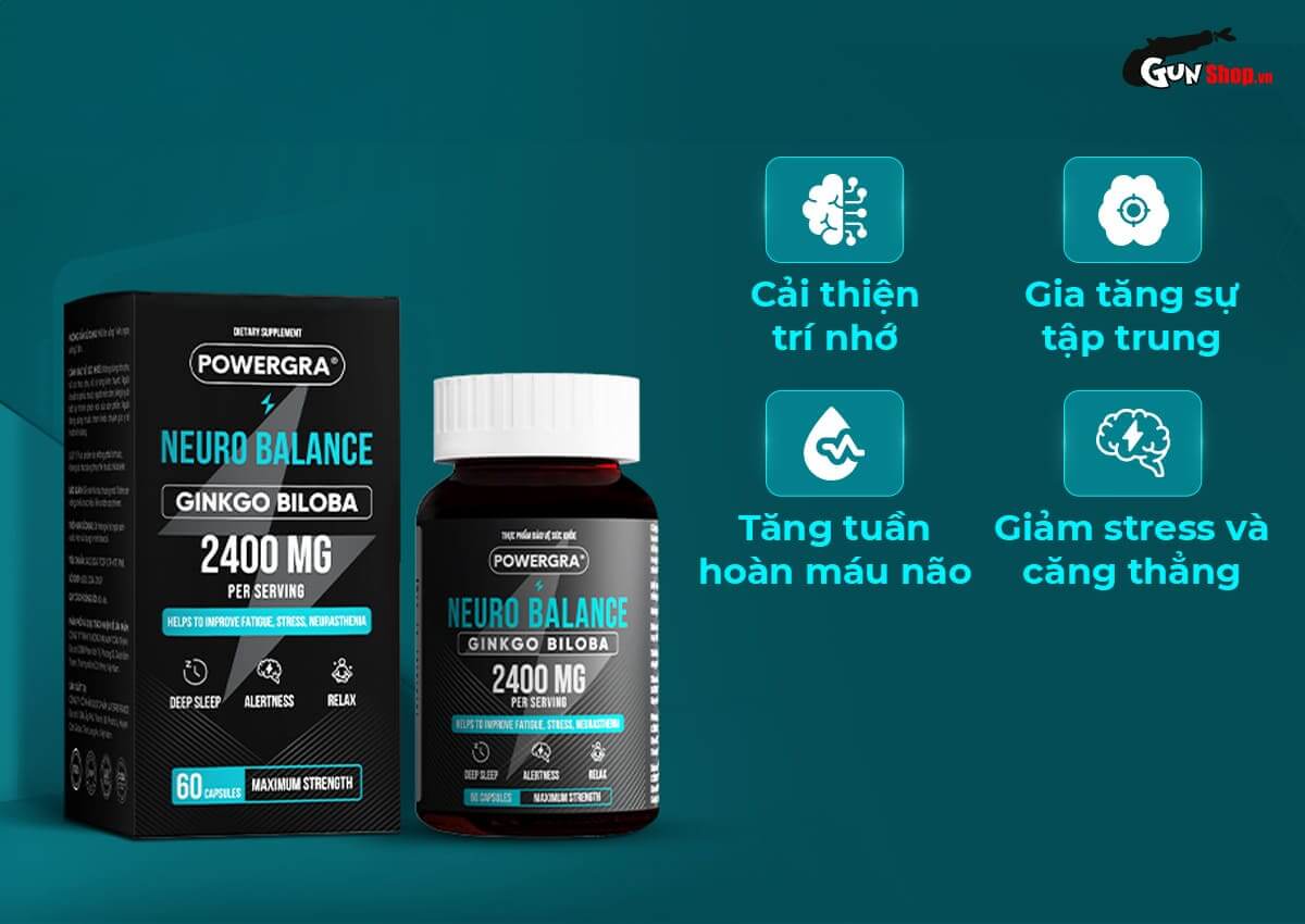 Đại lý Viên uống bổ não tăng cường trí nhớ Powergra Neuro Balance - Hộp 60 viên tốt nhất Đại lý Viên uống bổ não tăng cường trí nhớ Powergra Neuro Balance - Hộp 60 viên tốt nhất