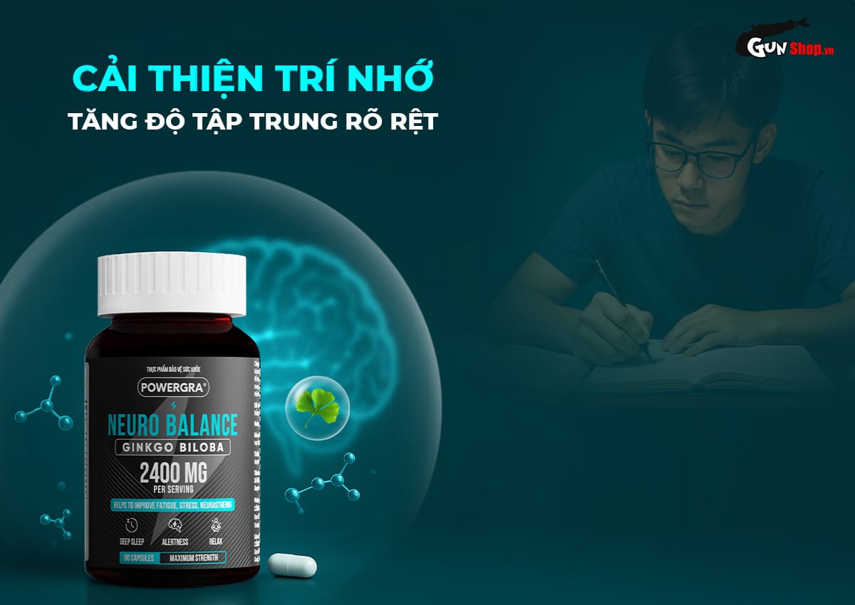 Đại lý Viên uống bổ não tăng cường trí nhớ Powergra Neuro Balance - Hộp 60 viên tốt nhất Đại lý Viên uống bổ não tăng cường trí nhớ Powergra Neuro Balance - Hộp 60 viên tốt nhất
