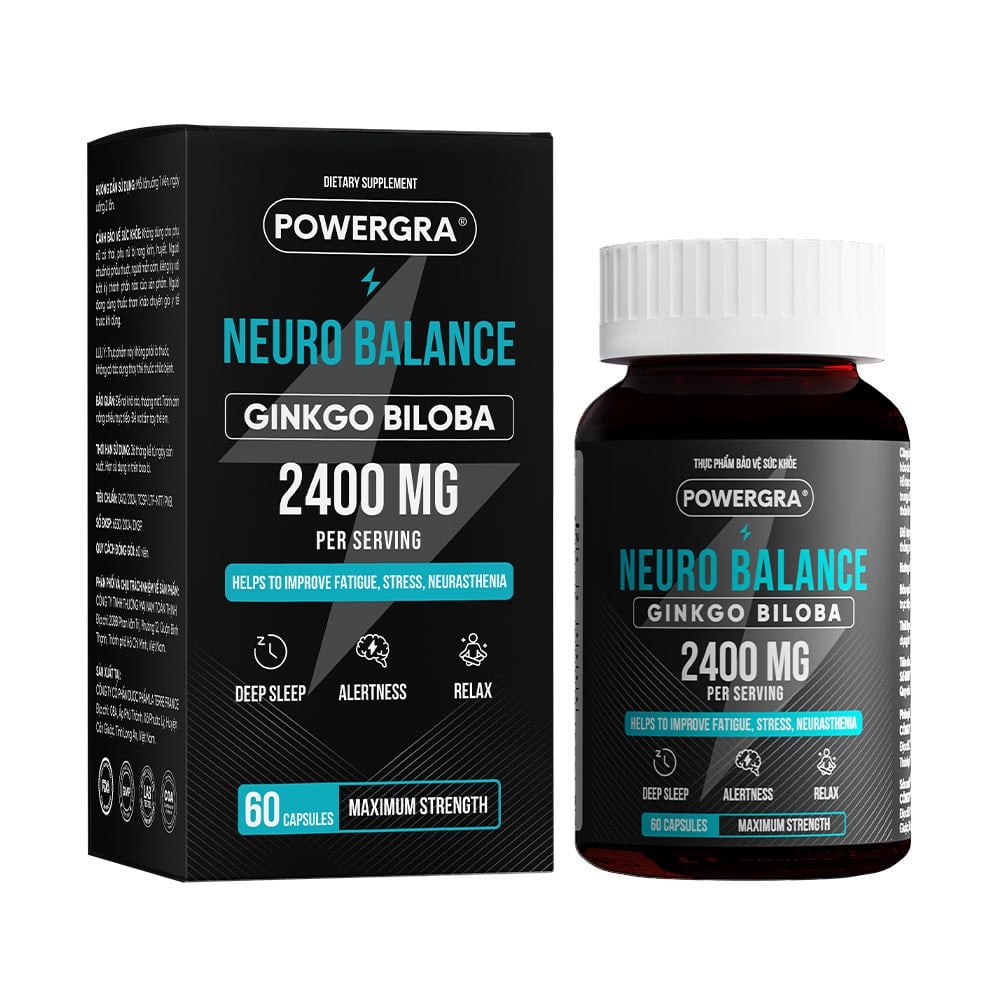 Viên uống bổ não Powergra Neuro Balance tăng trí nhớ hộp 60 viên 