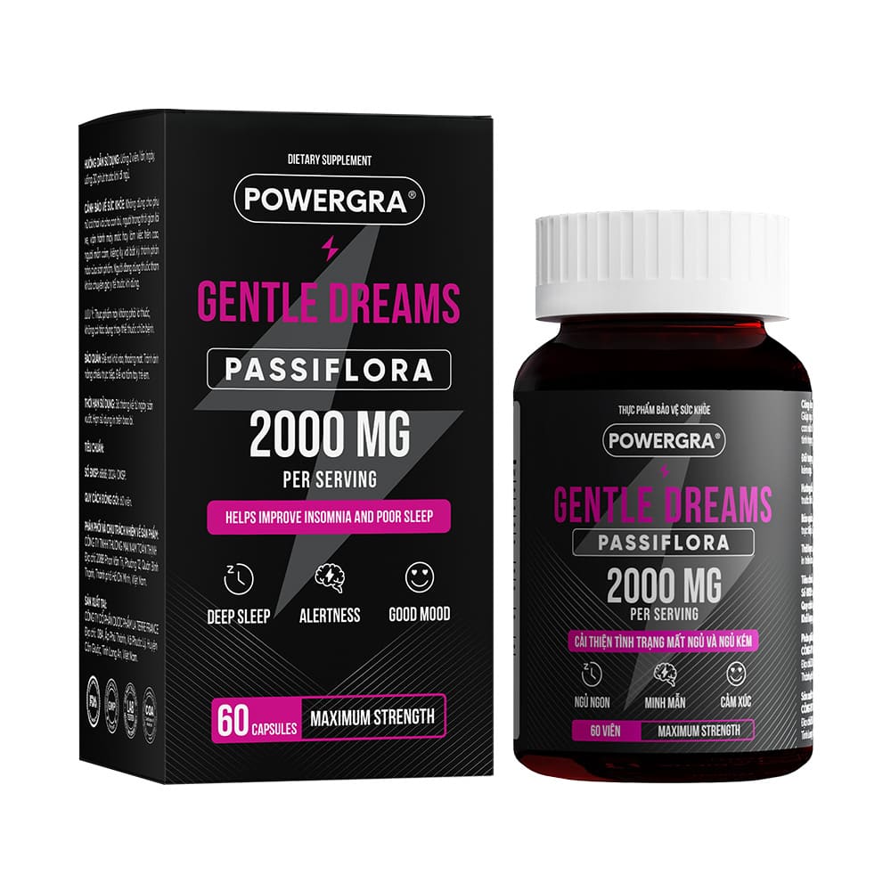 Viên uống cải thiện mất ngủ Powegra Gentle Dreams thiên nhiên 