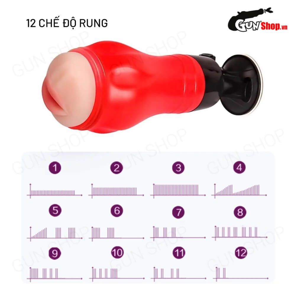 Âm đạo giả đa năng Baile Crazy Bull Red Delia rung xoay đa chế độ