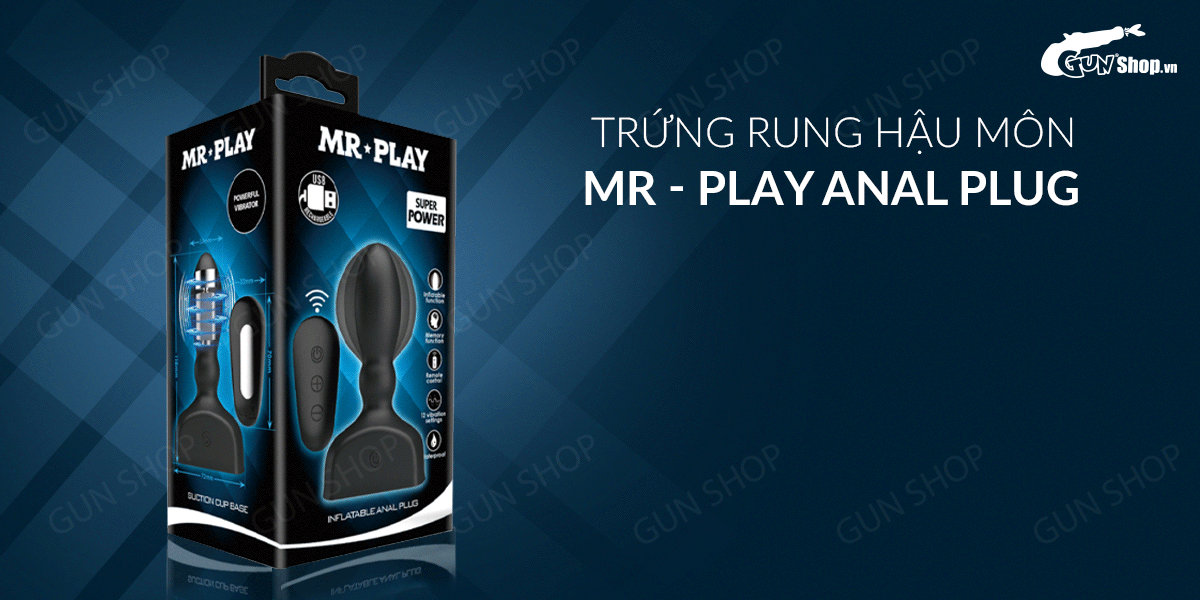 Mr.Play Anal Plug Rechargeable 12-Mode Vibrating Butt Egg Comfortable