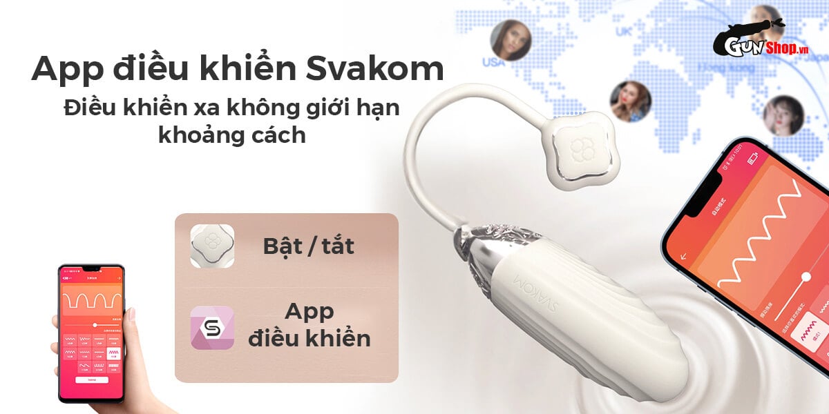 Trứng rung Svakom Aravinda chính hãng Điều khiển qua app Tặng quà ý nghĩa