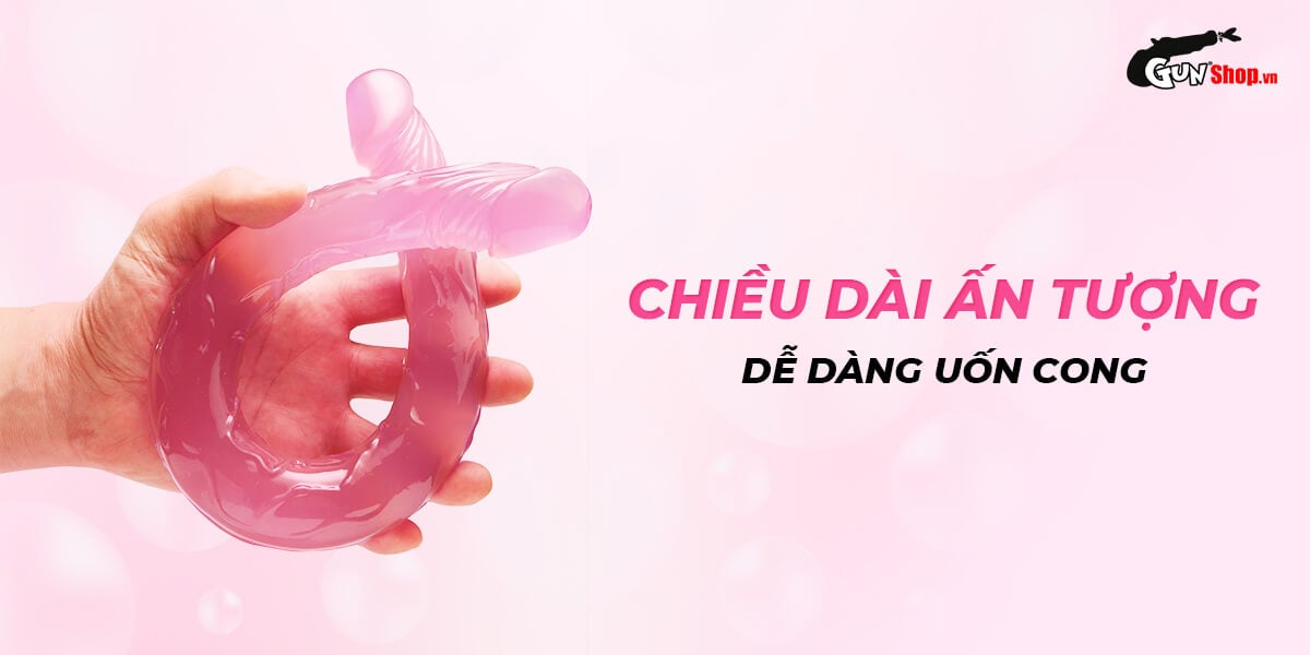 Dương vật giả 2 đầu Chisa Hi-Rubber 12.8 Inch màu hồng silicon mềm dẻo