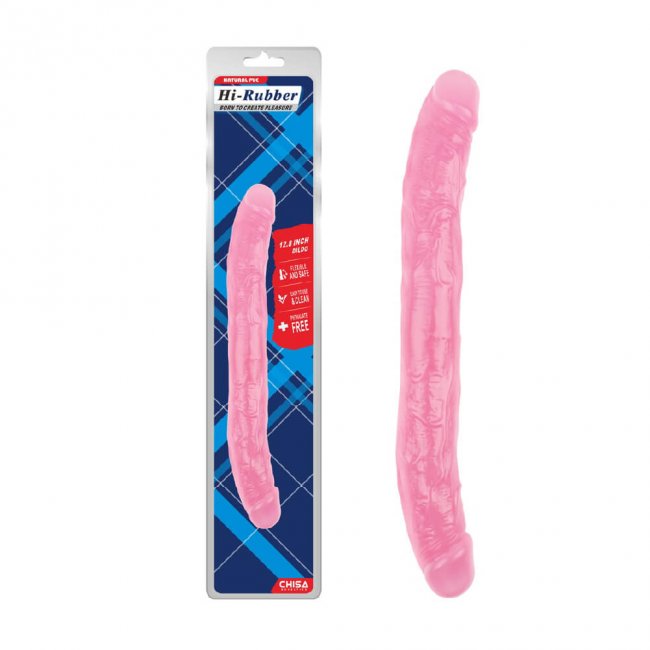 Dương vật giả 2 đầu Chisa Hi-Rubber 12.8 Inch màu hồng silicon mềm dẻo 