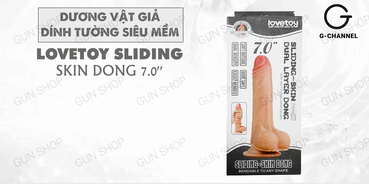 Lovetoy Sliding Skin Dong 7.0” Soft Suction Dildo