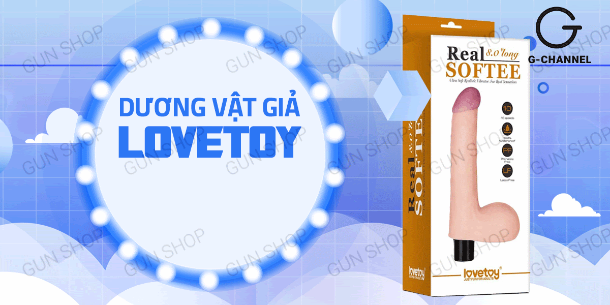 Dương vật giả Lovetoy Real Softee silicon mềm mại 10 chế độ rung an toàn