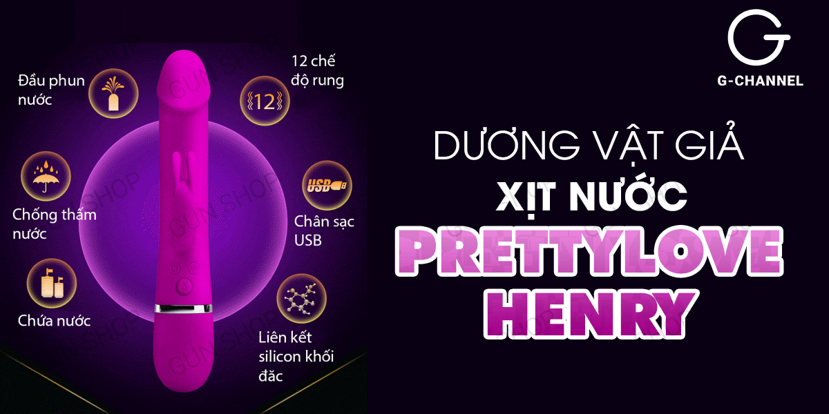 Dương vật giả Pretty Love Henry 12 chế độ rung silicon cao cấp cực khoái