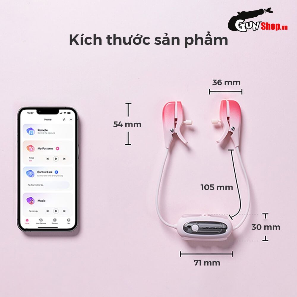 Máy massage kẹp vú Lovense Gemini điều khiển app, sạc điện