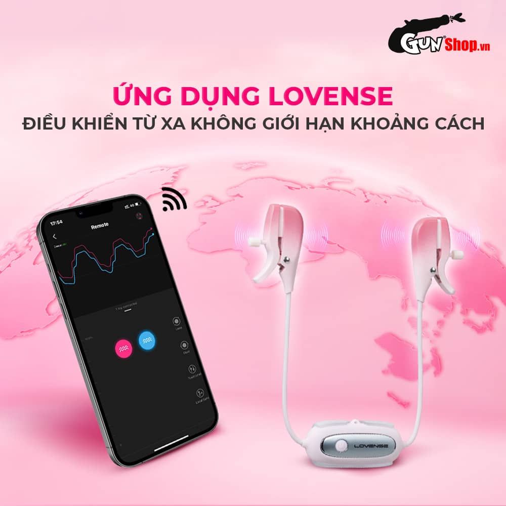 Máy massage kẹp vú Lovense Gemini điều khiển app, sạc điện