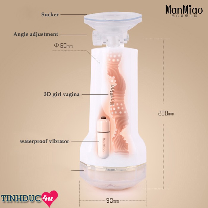 ManMiao Wall Mount Vagina 3D Realistic Vibrating Masturbator