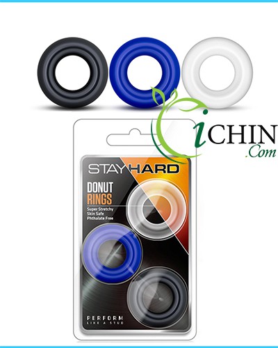 Stay Hard Donus Ring 3 vòng silicone co giãn, kéo dài thời gian, tăng khoái cảm