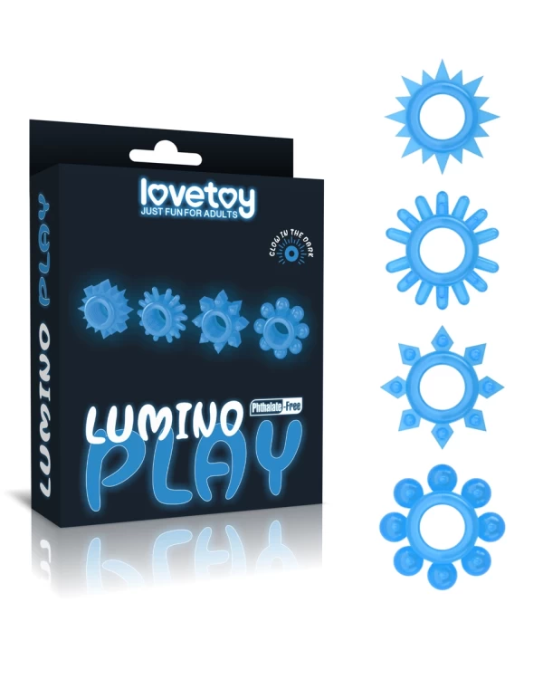 Lovetoy Lumino Play set 4 vòng gai silicon phát sáng đeo dương vật 