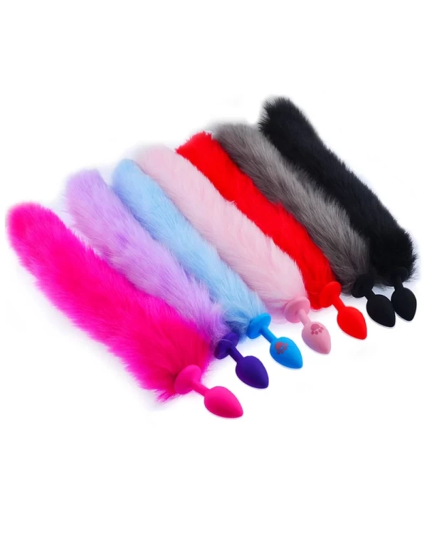 Sextoy đuôi cáo lông mềm silicone cosplay quyến rũ đa màu sắc 