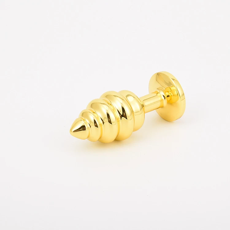 Phích cắm hậu môn inox mạ vàng xoắn ốc sang trọng 3 size kích thích