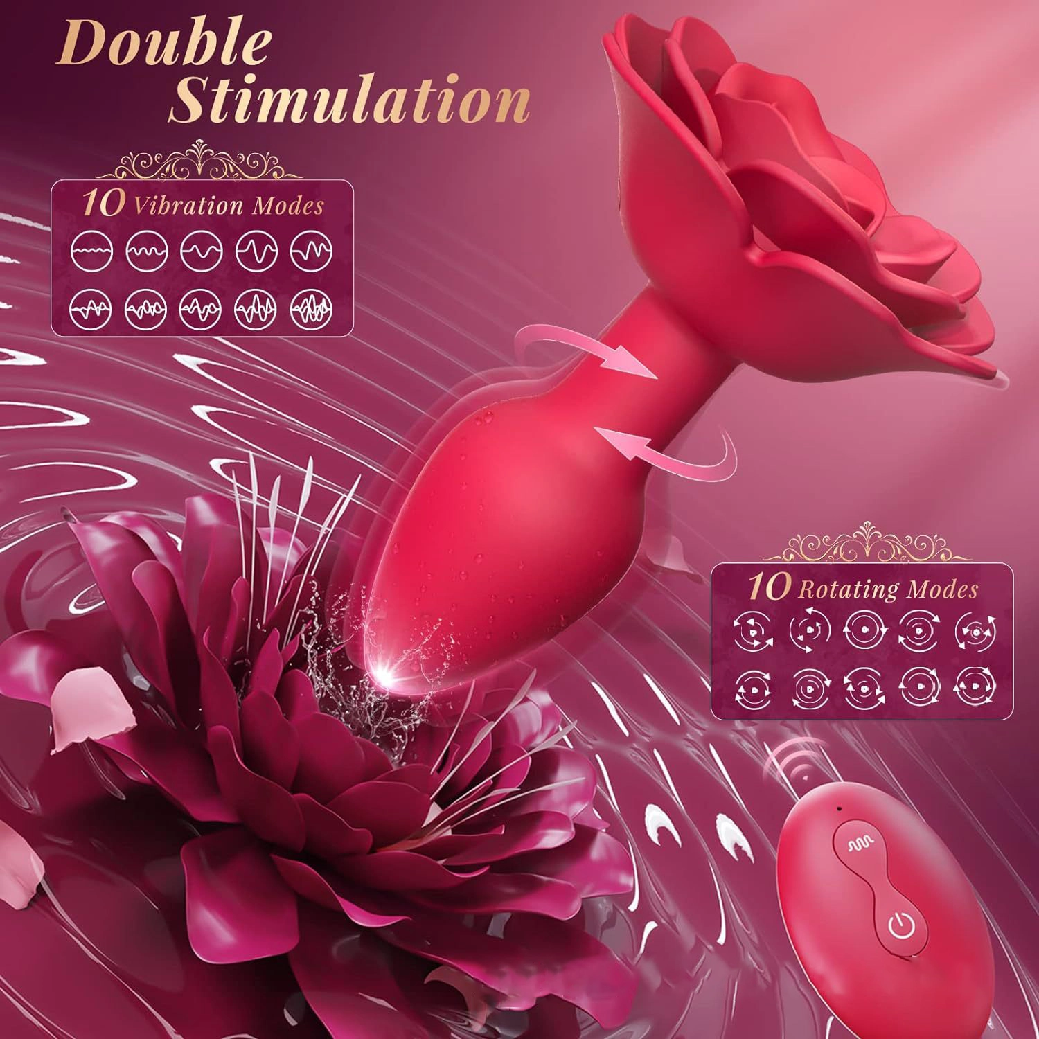 Butt Plug Flower rung ngoáy 10 chế độ kích thích từ xa