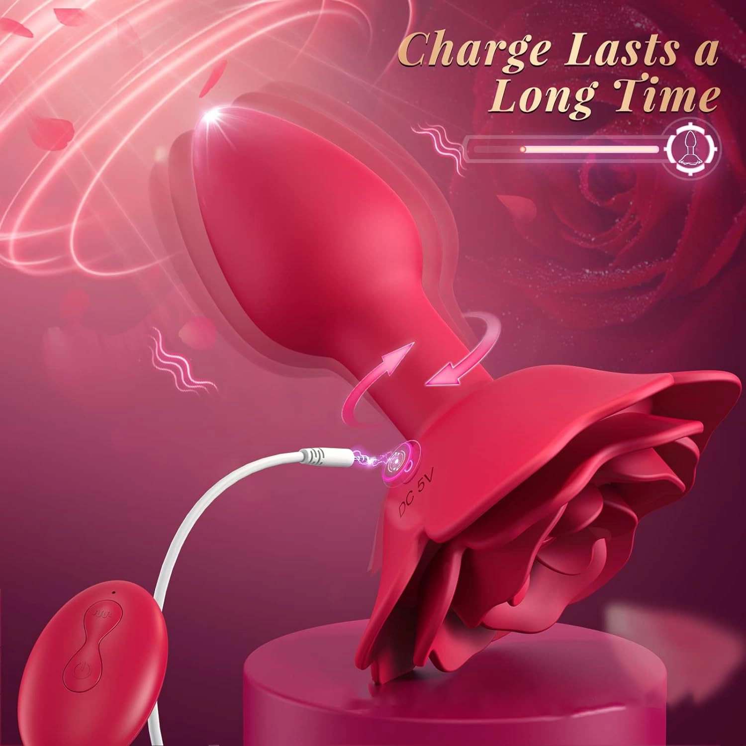 Butt Plug Flower rung ngoáy 10 chế độ kích thích từ xa