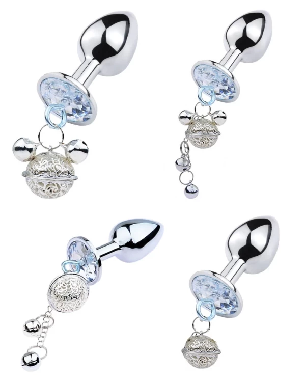 Phích cắm hậu môn inox gắn đá chuông đẹp sang trọng nhiều kích thước 
