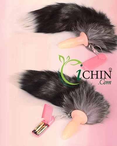 Sextoy đuôi cáo silicone rung mạnh mềm mại 2 màu trắng đen 