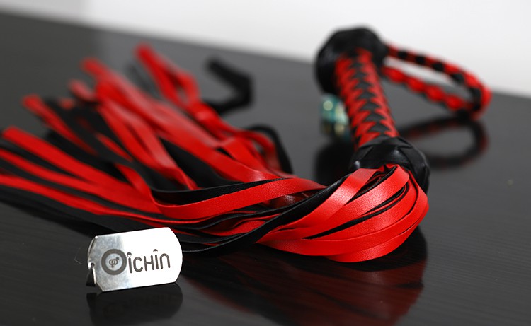 SM Red BDSM Leather Whip Spanking Pain Pleasure Toy