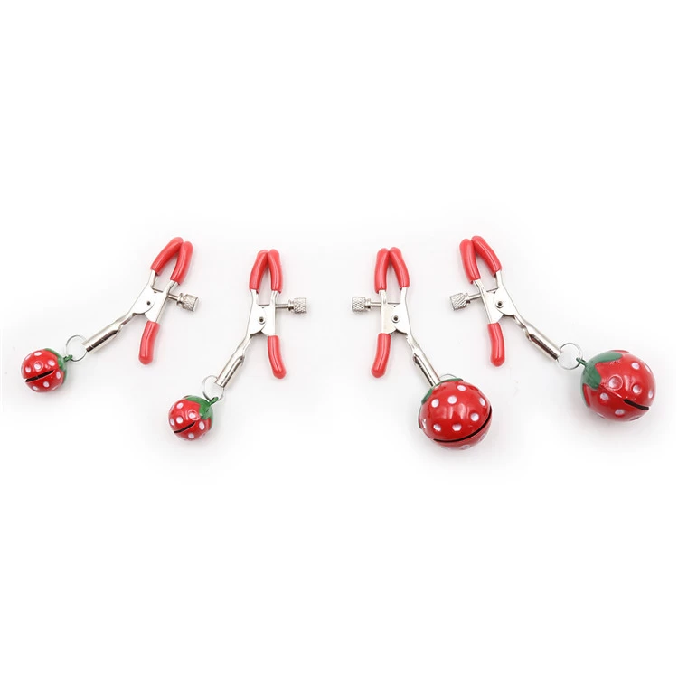 Strawberry Nipple Clips BDSM Metal Silicone Adjustable Pleasure