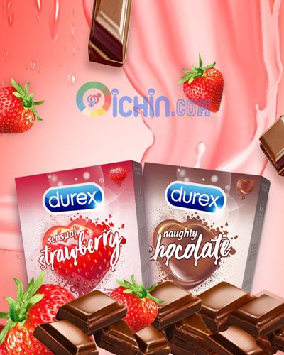Bao Cao Su Durex Chocolate Strawberry Mùi Thơm Ngọt Dịu Cảm Giác Thật 
