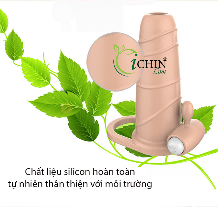 Remote Vibrating Open-Head Dildo Condom with Strap