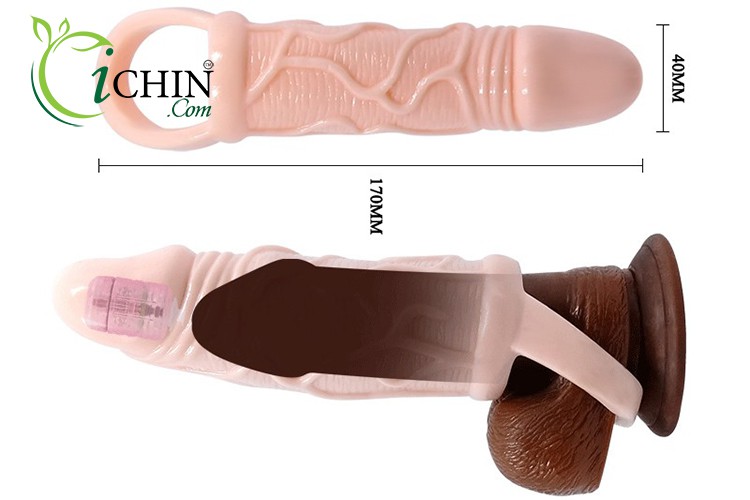 Men Extension Vibrating Cock Sleeve With Ball Strap