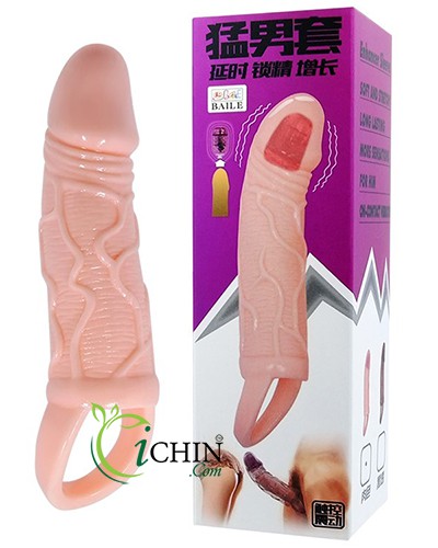 Men Extension Vibrating Cock Sleeve With Ball Strap