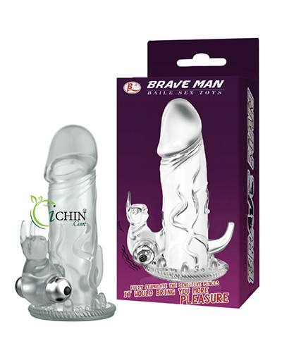 Brave Man Vibrating Extension Condom for Intense Pleasure