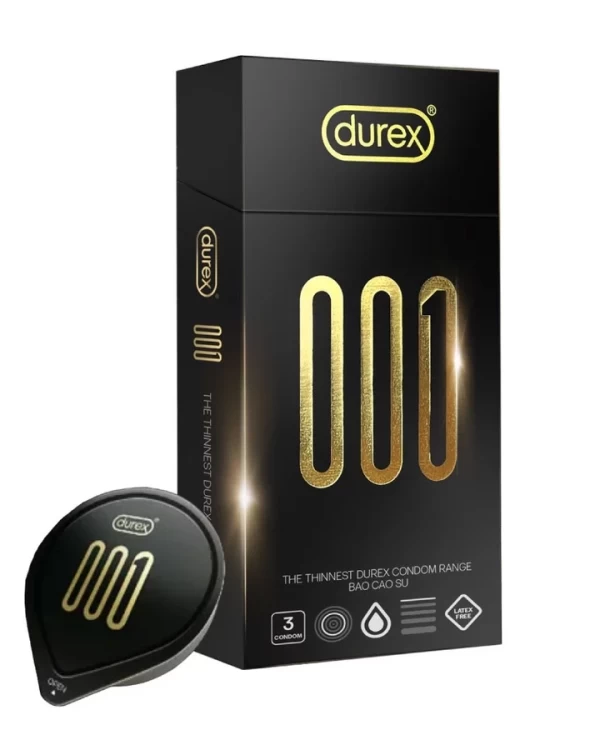 Bao Cao Su Siêu Mỏng Durex 001 Hộp 3 Cái Cao Cấp An Toàn 