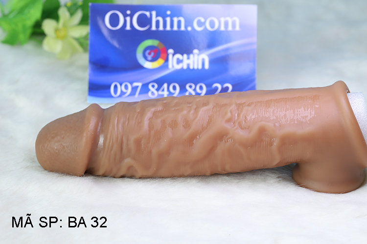 Genuine Textured Ribbed Penis Sleeve With Ball Strap Enhancer