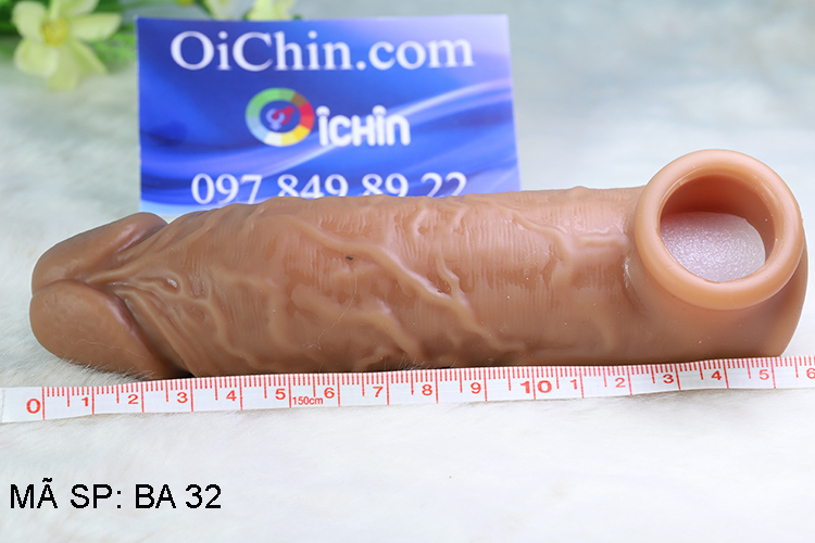 Genuine Textured Ribbed Penis Sleeve With Ball Strap Enhancer