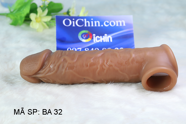 Genuine Textured Ribbed Penis Sleeve With Ball Strap Enhancer